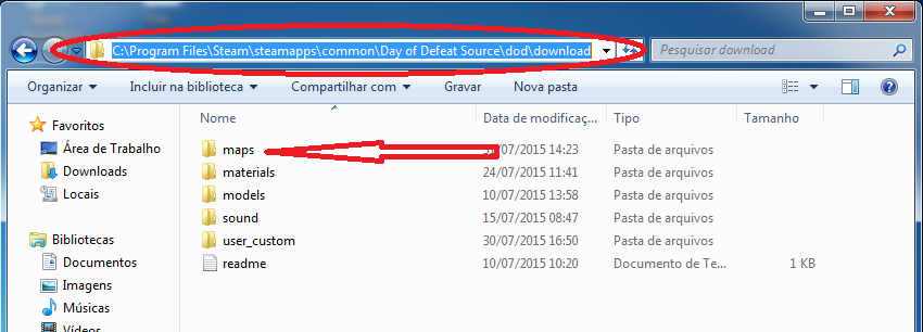 endereço da pasta